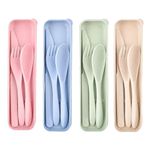 4 Pack Travel Cutlery Set Portable Camping Cutlery with Case Reusable Spoon Fork Sets Travel Fork Knife Spoon Tableware Set for Travel Picnic Camping Travel Picnic Camping Daily Use