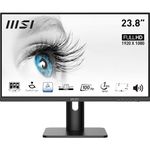 MSI PRO MP243XP 23.8 Inch Full HD Office Monitor - 1920 x 1080 IPS Panel, 100 Hz, Eye-Friendly Screen, VESA Mountable, Built-in Speakers, Display Kit Support, 4 Way -Adjustable - HDMI 1.4, DP 1.2a