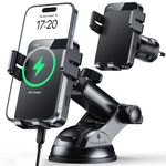 MOKPR Wireless Car Charger, 15W Auto Clamping Car Charger Dash Windshield Air Vent Phone Holder Compatible with iPhone 17 16 15 14/13/13 Pro/12 pro/12/11/X/8, Samsung S24/S23/S22-Dark Black