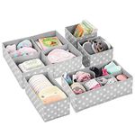 mDesign Fabric Storage Boxes - Set of 5 - Wardrobe Organisers for Baby Clothes and Diapers - Also Suitable as Toy Boxes - Light Grey and White