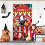 Halloween Carnival Banner Party Decorations, Halloween Scary Clown Photo Door Banner Ticket Booth Backdrop Props, Large Photo Door Banner Door Hanging for Halloween Decorations Carnival Game Supplies