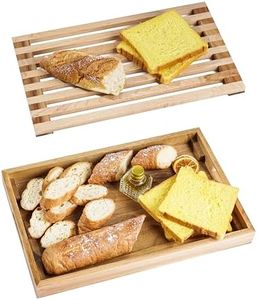 Nuvograin Wood Bread Cutting Board, Bread slicer,Crumb Tray with holder,Bread Serving Tray for Kitchen,Color combination design,Bread, Cake, Bagels, 9.53” Wide x 1.46"Tall