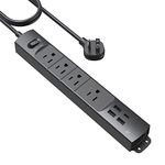 TROND Surge Protector Power Bar with USB C, 6ft Flat Plug Extension Cord Indoor, 4 Outlets 4 USB Desk Chargers, Slim Travel Power Strip, Wall Mount, Home Office Supplies College Dorm Room Essentials