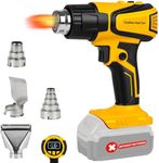 Cordless Heat Gun Compatible with Dewalt 20V Battery, LCD Display 350W 2-Temp Setting (120℉-1110℉), 4 Nozzle, Portable Hot Air Gun for Shrink Tubing, Paint Removal,DIY (Tool Only, NO Battery)