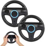 PowerLead Steering Wheel for Wii Controller, 2 pcs Racing Wheel Compatible with Mario Kart, Game Controller Wheel for Nintendo Wii Remote Game-Black
