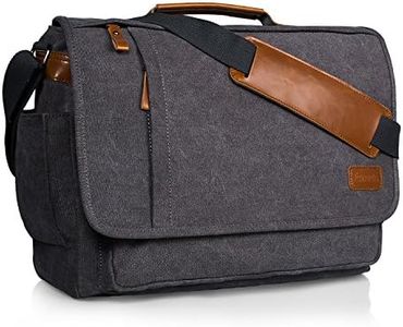 Estarer 17-17.3" Sac Ordinateur Portable Toile Vintage Sacoche Homme Bandoulière Sac Messenger pour Travail et Scolaire Résistant à l'eau (Scratch)