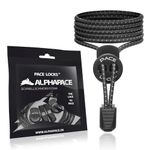 ALPHAPACE PACE LOCKS elastic no-tie shoelaces, shoelaces without laces, slip-on quick-release fasteners for sport, children and adults, 120 cm, 1 black pair