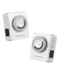 DEWENWILS 24-Hour Indoor Mechanical Outlet Timer, Timers for Electrical Outlets with 2 Grounded Outlet, Daily On/Off Cycle, Plug in Timer for Christmas Lamp, Aquarium, Grow Light, 2 Pack, ETL Listed