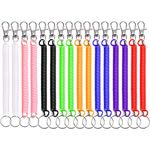 TUPARKA 16 Pcs Stretchy Spiral Keyring Colorful Plastic Retractable Keychain Spring Key Holder for School, Work, 8 Colors