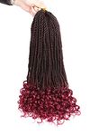 Firstcyh Hair 18, T1B/Bug# : Senegalese Twist Crochet Hair Wave Curly Synthetic Braiding Braids Hair High Temperature Kanekalon Ombre Hair Extensions 6Packs 30Strands/Pack (18, T1B/Bug#)