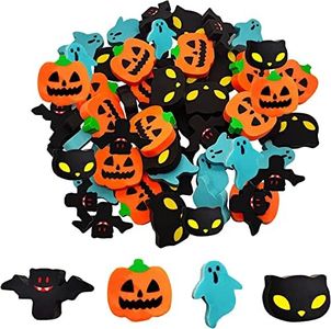Halloween Mini Erasers for Kids - 4 Styles Cute Pumpkin Ghost Bat Erasers, Trick or Treat Party Favors, Goody Bag Filler 48pcs, Decorations