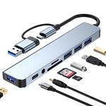 Lostrain USB C Hub, 8-in-1 USB Splitter Multiport Adapter Type C Dock with (USB 3.0, USB 2.0, USB-C Data, 3.5Audio, SD/TF Card Reader) Multiple USB-Hub Compatible for MacBook,Laptop,Computer,iMac,iPad