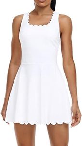 ATTRACO Athletic Dress for Women with Removable Bra Golf Skirt Workout Outfits Sets White S