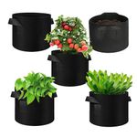 Plant Grow Bags, 5 Pack Gallon Grow pots Heavy Duty Thickened Nonwoven Fabric Grow Bags with Handles for Vegetable/Flower/Plant (Black) (10 Gallon)