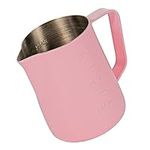 Dianoo Espresso Steaming Pitcher 350ml, Milk Frothing Pitcher Stainless Steel With Thermometer, Milk Frothing Cup, Coffee Jug, Latte Art, Pink