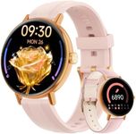 Yoever Smart Watches for Women,1.27" HD Fitness Tracker Answer/Make Call, Heart Rate/Sleep/SpO2，Round Smart Watch for iPhone/Samsung/Android,IP68 Waterproof，110+ Sport Mode-Pink(2 Bands)