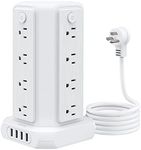 Power Strip Tower Surge Protector, NTONPOWER 16 Outlet 4 USB Ports Desktop Charging Station, Individual Switch, 5 ft Extension Cord with Multiple Outlets for Home Office Dorm Room Desk, 1080J, White