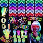 OLUPP 222PCS Glow in the Dark Party Supplies, Glow Sticks Glasses Favors, 200 PCS Glow Sticks and 22 PCS LED Glasses, Neon Party Favors for Glow Party, Wedding, Concert, Raves, Birthday, New Year