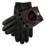 Dents Silverstone Men's Touchscreen Leather Driving Gloves BLACK/BERRY M