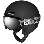 Odoland Ski Helmet for Kids, Snow Helmet with Ski Goggles, Shockproof, Windproof, Safety Snow Sports Helmet and Protective Goggles for Kids and Youth,Black,S