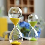 Large Fashion Colorful Sand Glass Sandglass Hourglass Timer Clear Smooth Glass Measures Home Desk Decor Xmas Birthday Gift (60 Minutes, Yellow)