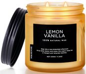 M&SENSE Candles Lemon Vanilla Scented, 11.6oz 70 Hour Long Lasting Candles for Home, 2 Wick Natural Soy Candles in Glass Jar, Stress Relief Candle Gifts for Women and Men