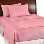 Collections Etc Bed Tite Soft Microfiber Sheet Set - Includes Flat Sheet, Fitted Sheet, and 2 Pillow Cases, Rose, King