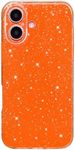 Hython Case for iPhone 16 Plus Case Glitter Cute Sparkly Shiny Bling Sparkle Phone Cases 6.7", Thin Slim Fit Soft TPU Bumper Shockproof Rubber Protective Cover for Women Girls Girly, Bright Orange