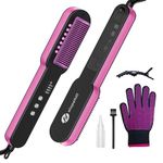 slopehill Steam Hair Straightener Brush – Ionic Steam Straightening Brush for Smooth, Dual Voltage, Fast Heating, 4 Temperature, Scald-Proof Design