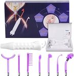 7pcs High Frequency Facial Machine, Yofuly Portable Handheld High Frequency Wand Skin Remover Beauty Facial Machine Include Tongue Bent Mushroom Comb Roller Tube (Violet)