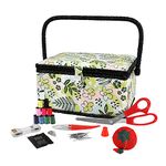 SINGER Large Sewing Basket, Nature’s Flora Print, Sewing Basket with Notions