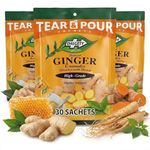Dalgety Instant Ginger Tea - Tear & Pour Granules - Herbal Infusion Sachets - 100% Natural, Caffeine Free Tea - Delicious and Packed with Unique Health Benefits (3 Pack Bags - Total 90 sachets)