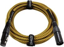 GLS Audio 15 Foot Mic Cable Balanced XLR Patch Cords XLR Male to XLR Female 15 FT Microphone Cables Brown Yellow Tweed Cloth Jacket - 15 Feet Mike P