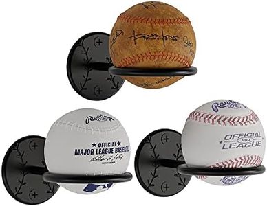 Wallniture Sporta Baseball Display Memorabilia Holder Heavy-Duty Wall Mount Rack for Collectibles Steel, Black