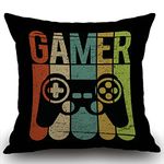 Smooffly Hidden Zippered Cushion Cover Gamer Game Controller 18X18Inch,Decorative Throw Custom Cotton Pillow Cover Pillowcase for Home Sofas,bedrooms,Offices,and More,Black Green 45x45 cm