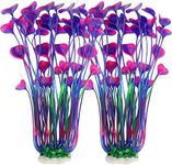 MyLifeUNIT Aquarium Plants, 2 Pack Tall Plastic Plants for Fish Tank Decorations, 15.75 Inches (Purple)