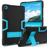 DUEDUE Case for Lenovo Tab M10 Plus (3rd Gen) 2022-Kickstand Heavy Duty Hard Tablet Cover Shockproof Full Body Protective Case for Lenovo Tab M10 Plus 10.6 Inch-TB125FU/TB128FU/TB128XU, Black/Blue