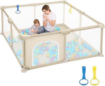 Dripex Parc bebe, Parcs bébé en tissu oxford, Parc Enfant avec maille Respirante, Parcs de Jeu pour Bébé, 2 anneaux, 124x124cm, Marron