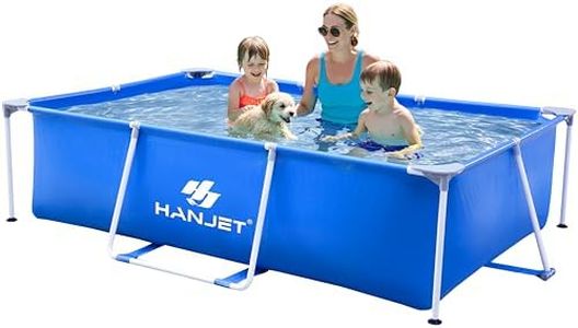 Hanjet Above Rectangle Swimming Pool,Frame Deep Pools for Adults, PE Family Pool,Large Above Rectangle Pool Easy Set, Outdoor Backyard Pool for Kids, Adults,Dog 10ft x 6.6ft x 29in