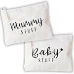 Baby Shower Gifts for Mum, New Mum Gifts, Mum to Be Gifts, Large Capacity Cosmetic Bag Canvas Pouch Personalised Makeup Bag with Zipper, Mummy to be Presents (White)