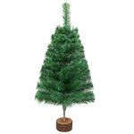 VEYLIN 2ft/60CM Christmas Tree 80 Tips Mini Artificial Tree with Wooden Stand