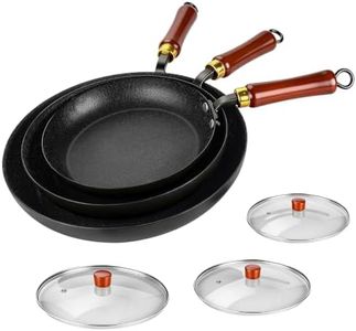 Nonstick Frying Pan with Lids Set, 10”/11”/12.5” Lightweight Iron Skillets