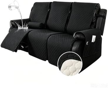 Hiiksolo Waterproof Recliner Chair Cover with Lumbar Roll Pillow, Recliner Cover Non-Slip Storage Pockets FurnitureProtecto Dogs (Dark Gray, 22") (Black, 3 Seater)