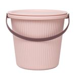 Sankirtan Collapsible Plastic Bucket with Lid, Portable Round Tub for House Cleaning, Space Saving Outdoor Waterpot for Garden or Camping, Portable Fishing Water Pail Outdoor and Home (Light Pink)