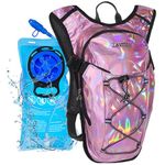 Zavothy Rave Hydration Backpack Lightweight Water Backpack for Cycling Running Hydration Pack Hiking Backpack with 2L Water Bladder Pink