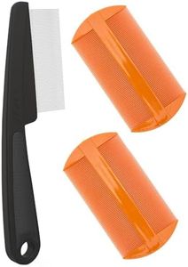 Dandruff Comb Fine Tooth Scalp Detox Comb Lice for Women, Men & Kids Stainless Steel Scalp Detoxing, Sweep & Massage Hair Brush Tool for Hair Care (2PC Black+Orange)