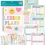 Teacher Planner 2024-2025 - Pink Undated Lesson Planner Book with Stickers, Monthly & Weekly Pages, Student & Substitute Info – Homeschool & Classroom Organizer