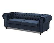 Home Detail Velvet Fabric 2 or 3 Seat Sofa Modern Chesterfield Upholstered Settee Set (3 Seat Sofa Only, Midnight Blue)