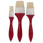 Arora Hard White Hair Flat Bristles Paint Brush Set of 1 inch, 1.5 Inch and 2 Inch for Oil and Acrylic Color Painting