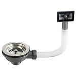 Qrity Kitchen Sink Waste Kit 110mm, Stainless Steel and PVC Kitchen Sink Drain Strainer Waste with Square Overflow 1½"